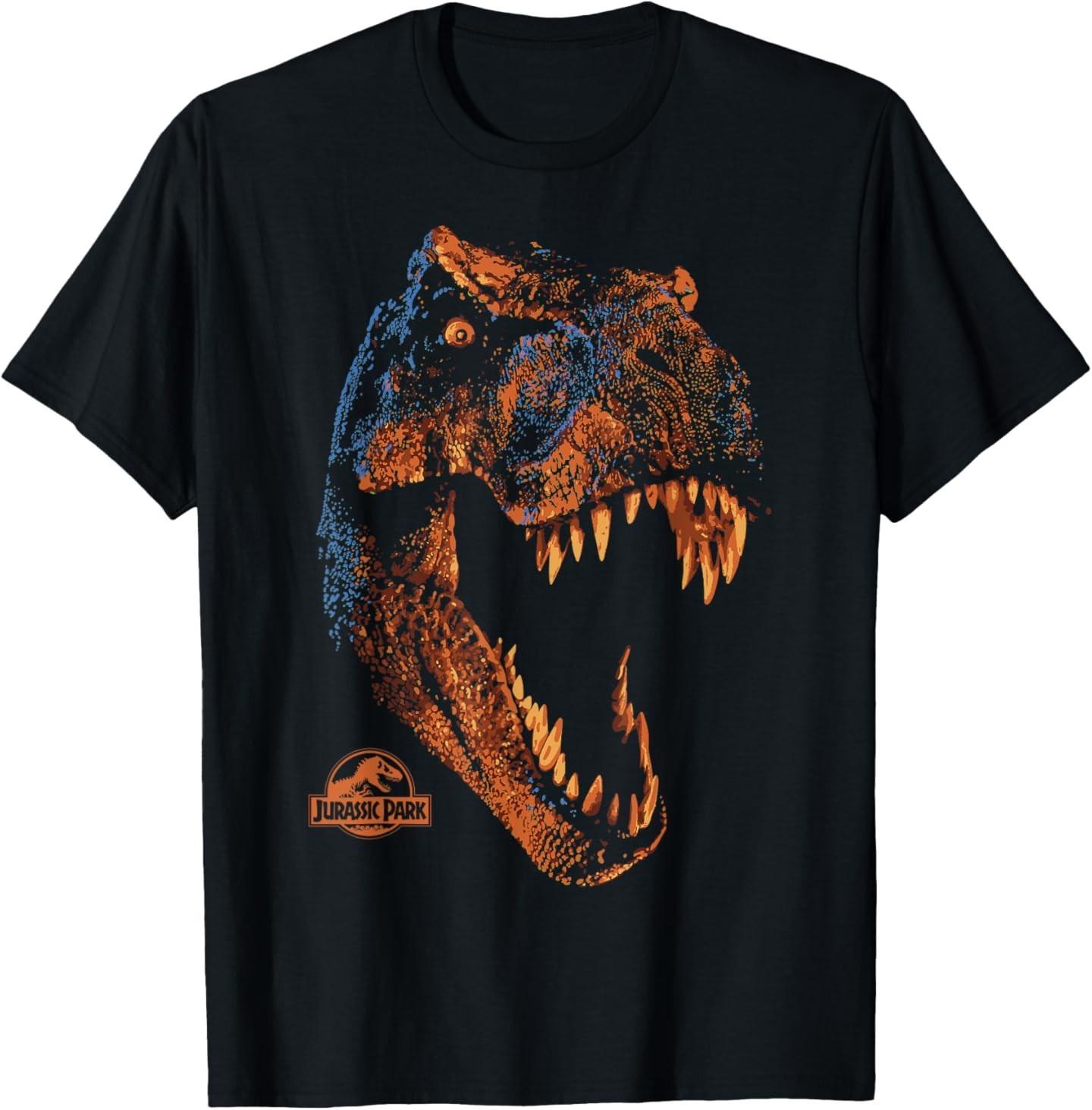 Jurassic Park T-Rex Orange Head Roaring T-Shirt Mens Womens Tees Top XL