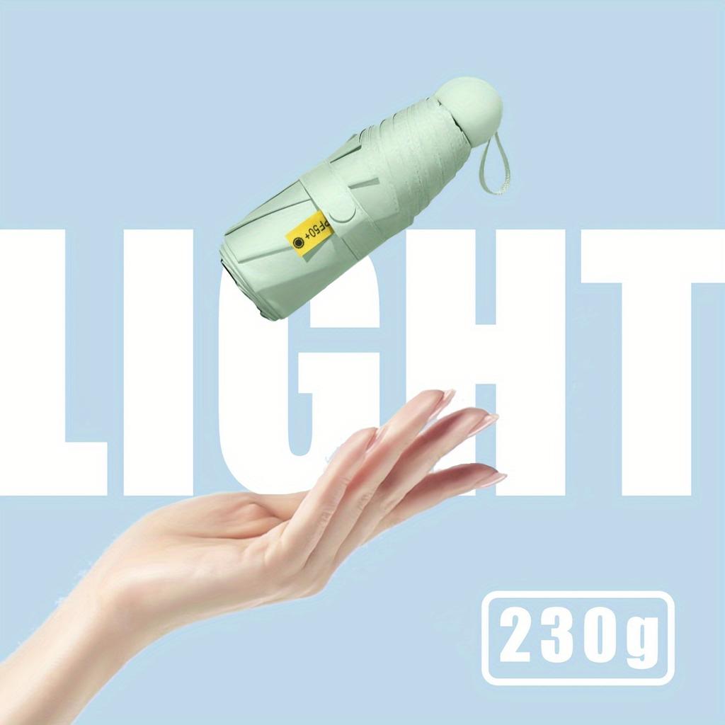 1Pc Solid Color Mini Folding Umbrella, with Simple Storage Box, Casual and Lightweight Portable 6-rib Umbrella, Suitable for Rainy/sunny