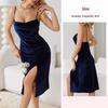 Fiyun Elegant Velvet Nightgown with Sexy Slit and Backless Design - European & American Style Home Set 651