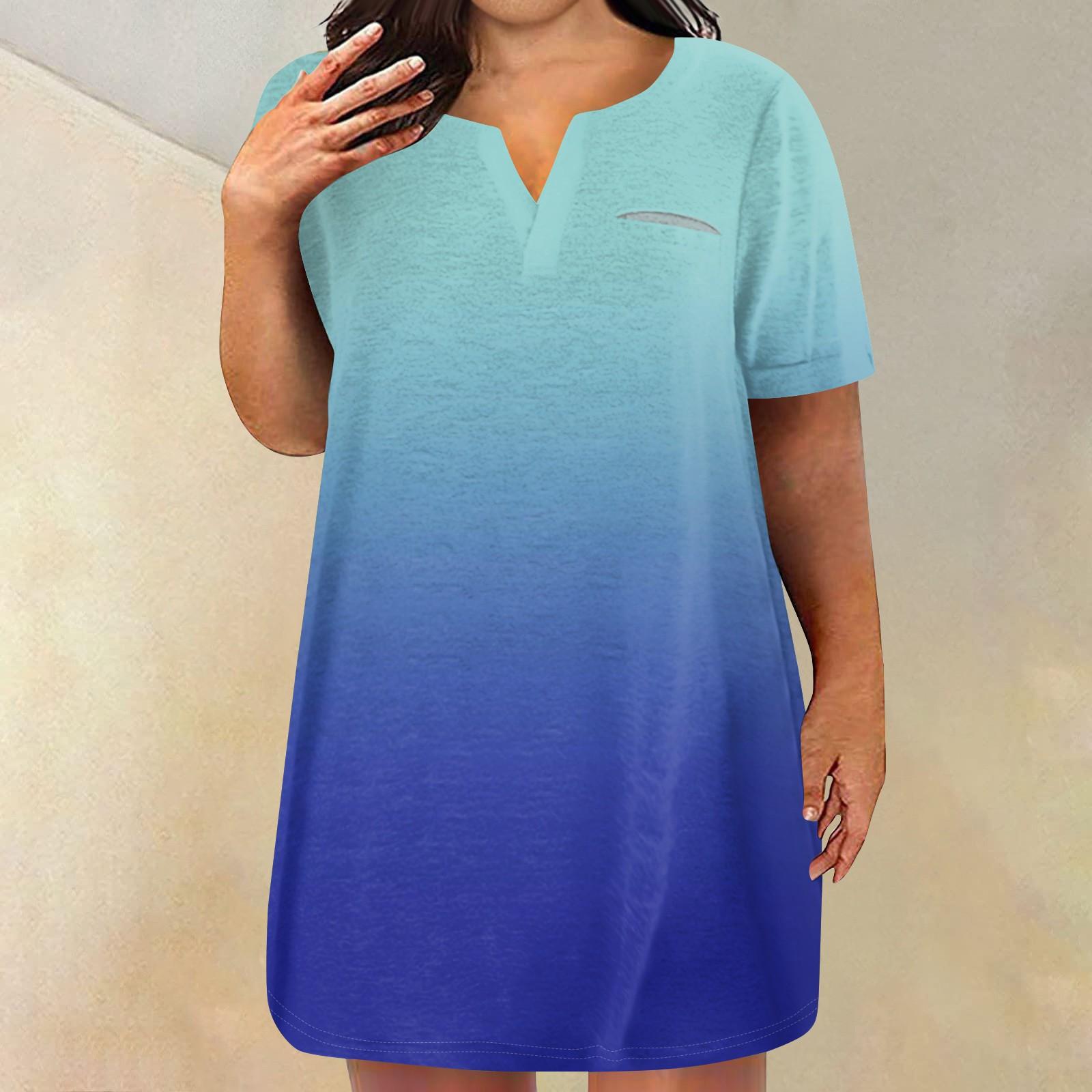 

Женские платья больших размеров с V-образным вырезом и коротким рукавом, летнее повседневное платье-туника с карманом XXXXXL
