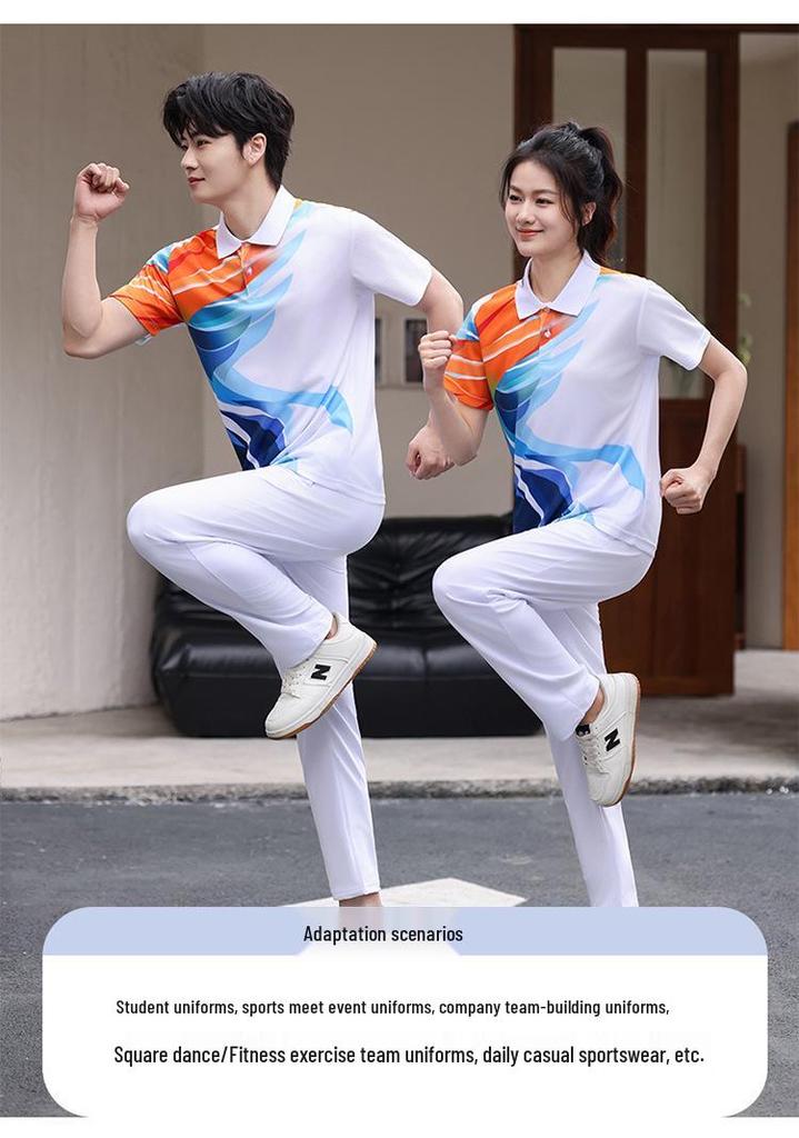 Unisex Summer Sportswear Set: Matching Polo Shirt & Long Pants, Quick-Dry & Breathable
