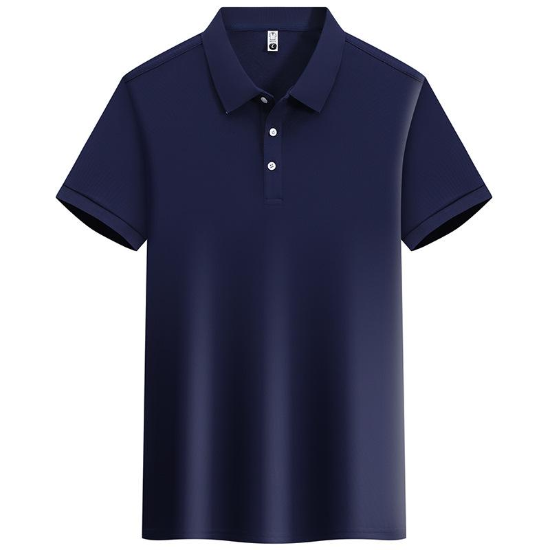 Kurzärmeliges Poloshirt für Herren im Sommer, schlichtes, legeres Business-T-Shirt mit einfarbigem Revers, Eisseide, atmungsaktiv und vielseitig