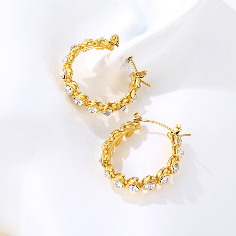 Elegant Pearl Zircon Earrings: Chic & High-End Stainless Steel Design for Women
