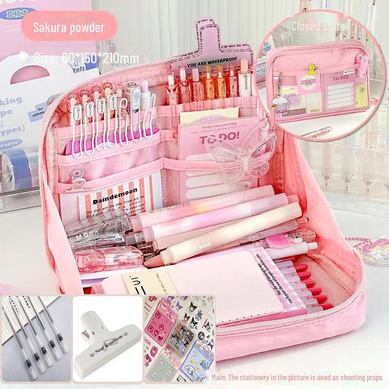 

Вместительный 12-слойный пенал для девочек — идеальный вариант для учеников младших и старших классов средней школы 5 random stickers + small clip + 5 gel pens