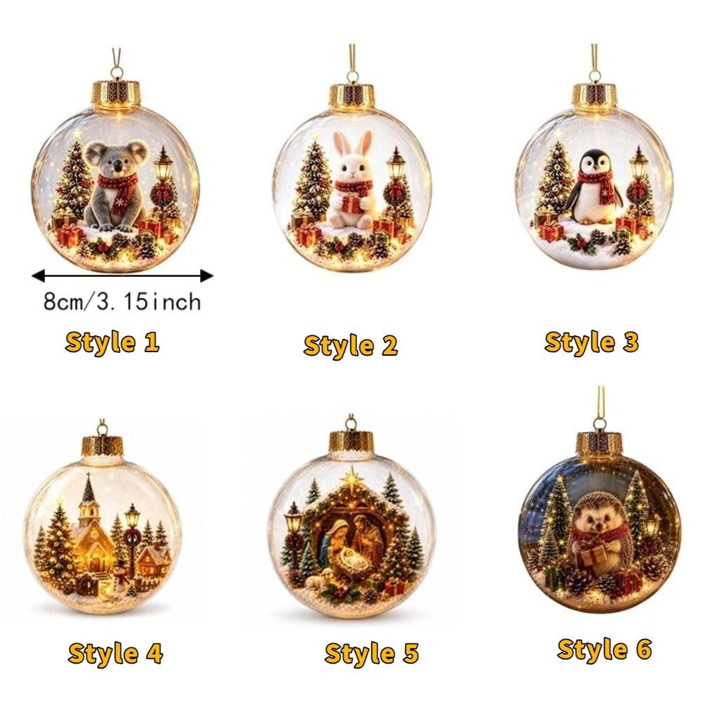 Acrylic Light-Up Christmas Ball Ornament Transparent LED Christmas Tree Globe Decor New Year
