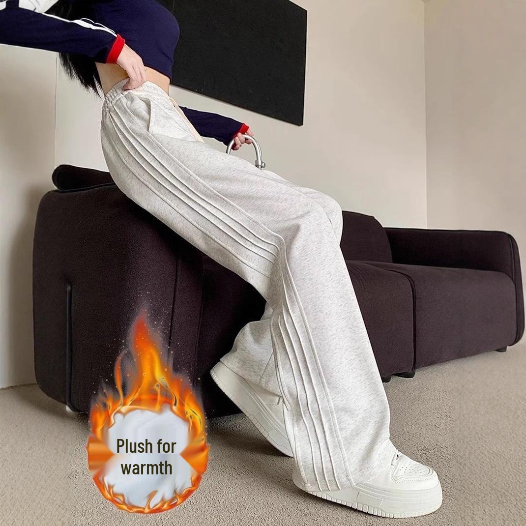 

Hua Cotton Blend 3D Waist Bag Women s Velvet Wide-Leg Sweatpants - Autumn/Winter Loose Fit M up to 105 jin