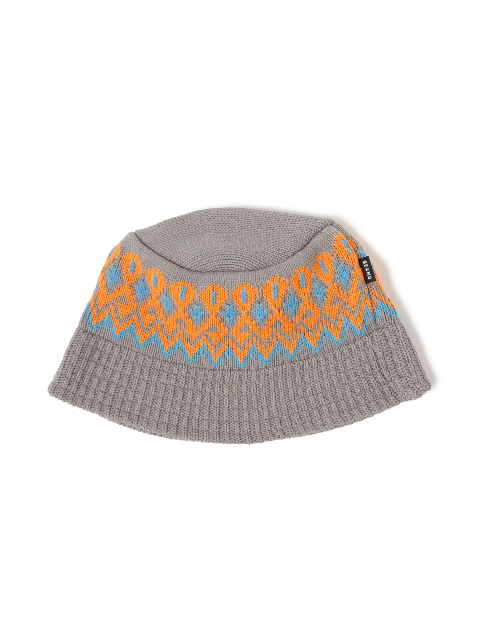 

Beams Men s Jacquard Knit Bucket Hat, Grey Free
