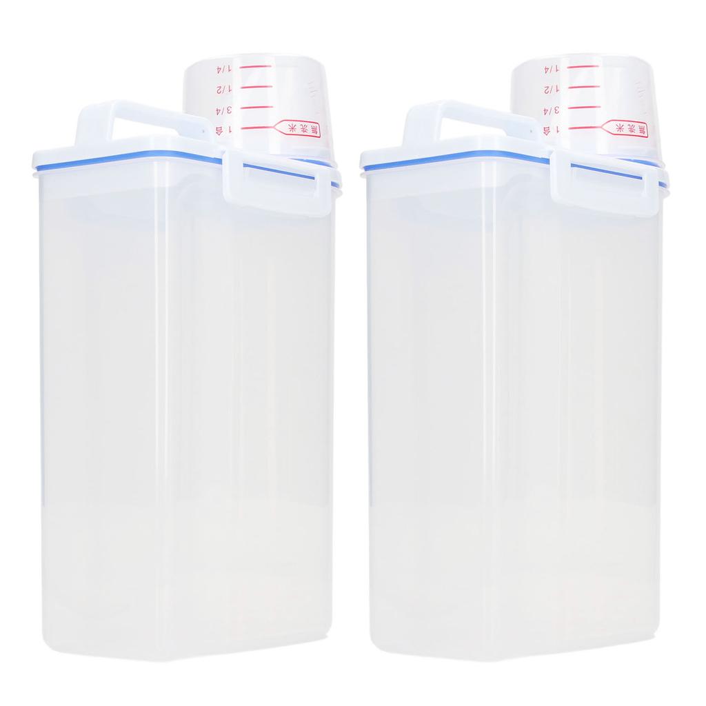 2PCS Rice Storage Container 2.5L Plastic Rice Dispenser Bin with Pour Spout for Rice Beans Grains Small Dry Food