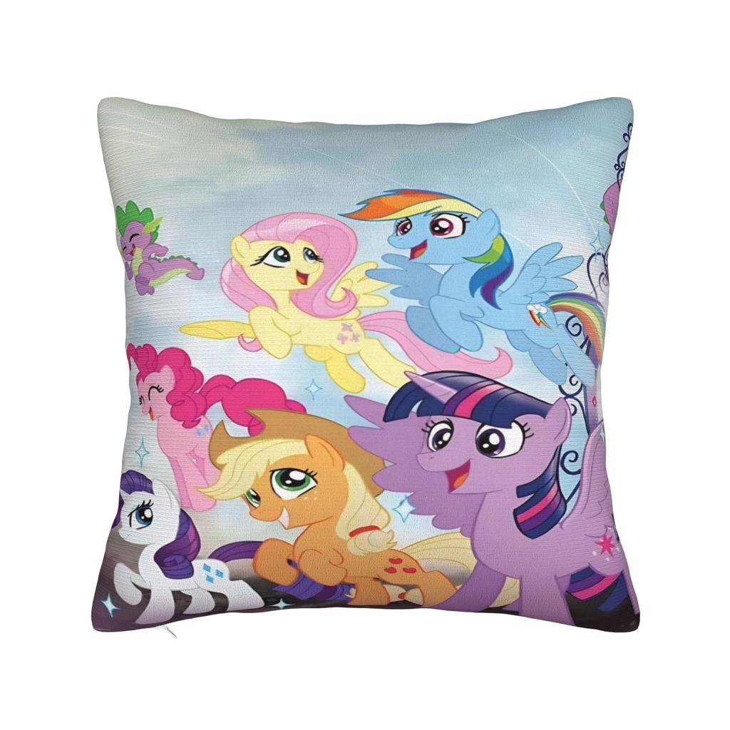 Cute M-My Cartoon P-Pony L-Little Pillow Cover Rainbow Novelty Pillow Case For Sofa Home Decor Soft Pillowcases Gift