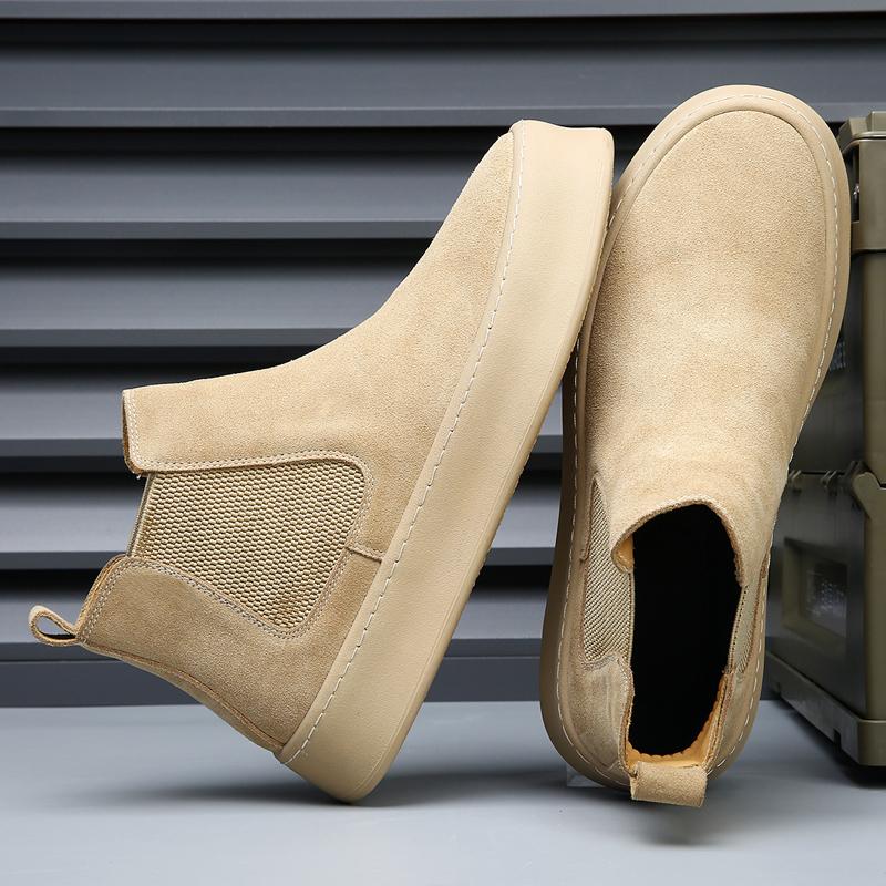 Genuine Leather Mens Chelsea Boots Comfy Thick Bottom Ankle Boots for Men Vintage Outdoor Business Casual Boots Mocassin
