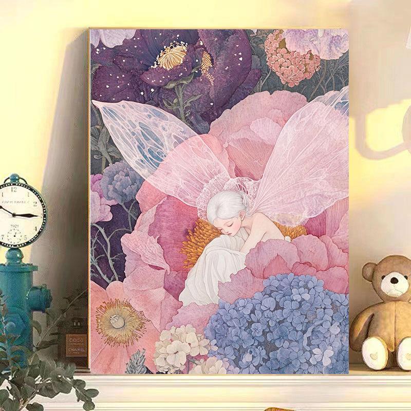 Diy Digital Oil Painting Flower Fairy Series Hand-Filled Coloring Oil Painting Decompression Healing Series Decorative Hanging Painting