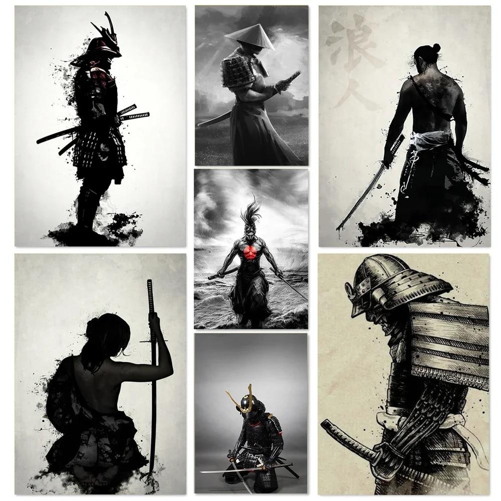 

Современный японский самурай, холст, картина, настенное искусство, постеры с персонажами и принтом, гостиная, спальня, крыльцо, проход, Cuadros, домашний декор