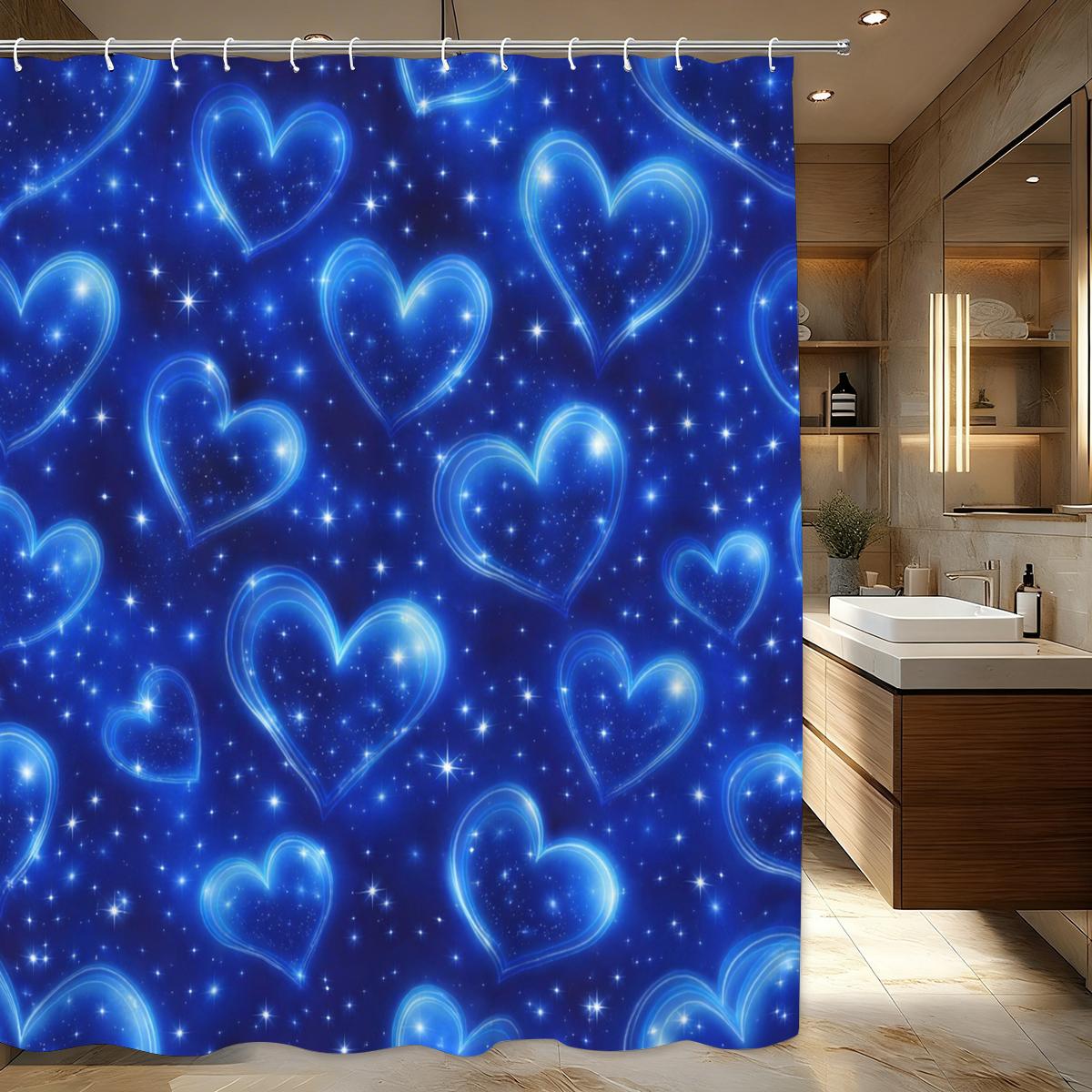

Dreamy Floral & Heart Pattern Polyester Shower Curtain - Stylish Bathroom Decor, Fancy Printed Bath Curtain For Home W60H190(CM)-1 Pcs