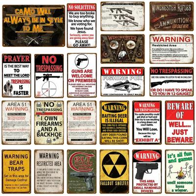 Area 51 Warnung Fischpocken Metallschilder Keine Werbung Winchester Betreten verboten Vintage Wandmalerei Poster Heimdeko YJ236
