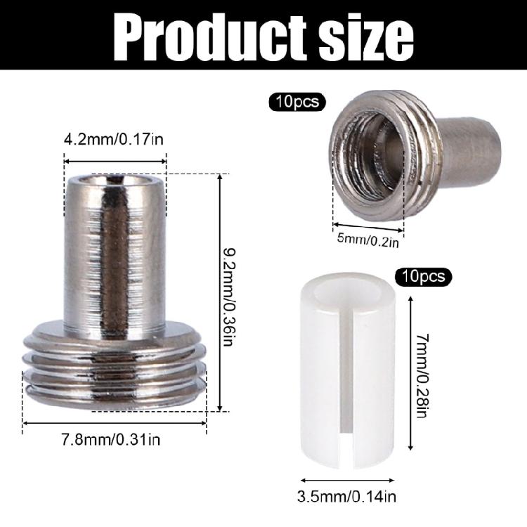 20 Part Red Light Repair Parts Set, White Sleeves and Threaded Metal Ends for Handheld Service Work Maintenance Kit Set Use Kit Pack