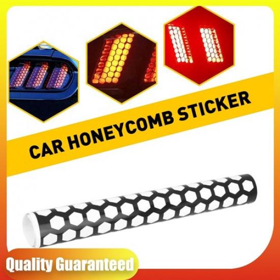 48 x 30cm Universal Car Rear Tail Light Lamp Sticker Honeycomb Type Decal Black