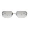 Gentle Monster Ochelari de soare pătrați metalici cu logo îndrăzneț Ochelari de soare unisex Argintiu TTL-02-BRG