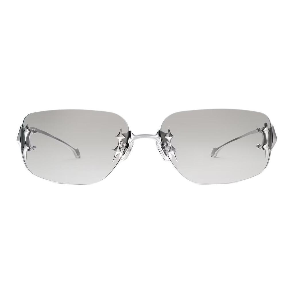 Gentle Monster Ochelari de soare pătrați metalici cu logo îndrăzneț Ochelari de soare unisex Argintiu TTL-02-BRG