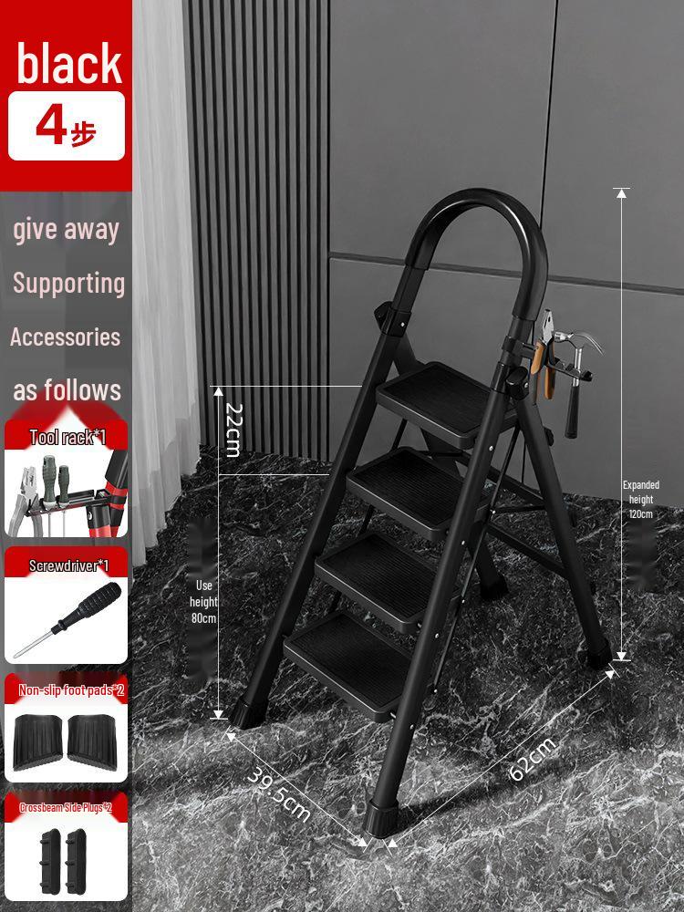 Four-Step Folding Telescopic A-Frame Ladder for Indoor Use