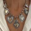 Vintage Charm Necklace Exaggerated Women Neck Jewelry Heart Pendant Necklace Fashion Accessory