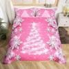 Red Xmas Theme Bedding Set Christmas Tree Duvet Cover Snowflake For Girls Daughter Bedroom Decor Girly Glitter Cover King 3Pcs