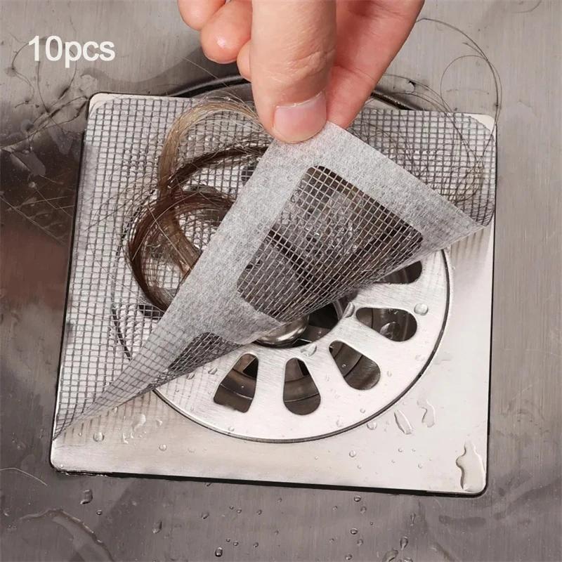 

10/20/30Pcs Hair Catchers for Shower Mesh Shower Drain Covers - Floor Sink Strainer Filter Mesh Stickers Bathroom Accessories