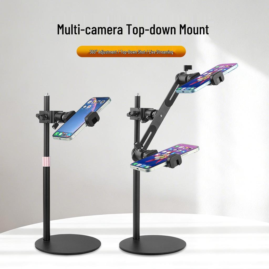 Adjustable Desktop Gimbal Boom Arm Stand for Dual Phone Live Streaming