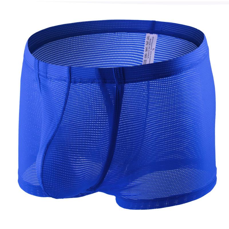Men Boxers Briefs Fly Pouch Front Open Bulge Underwear Separated Pouch Trunks Mesh Breathable Panties Male Dual Pouch Underpant