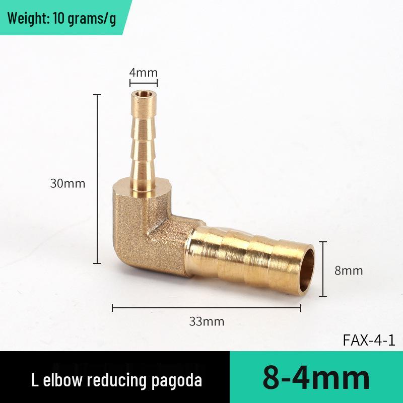 Brass L-Shaped Reducing Pagoda Plug, 4mm-19mm Conversion Hose Fitting