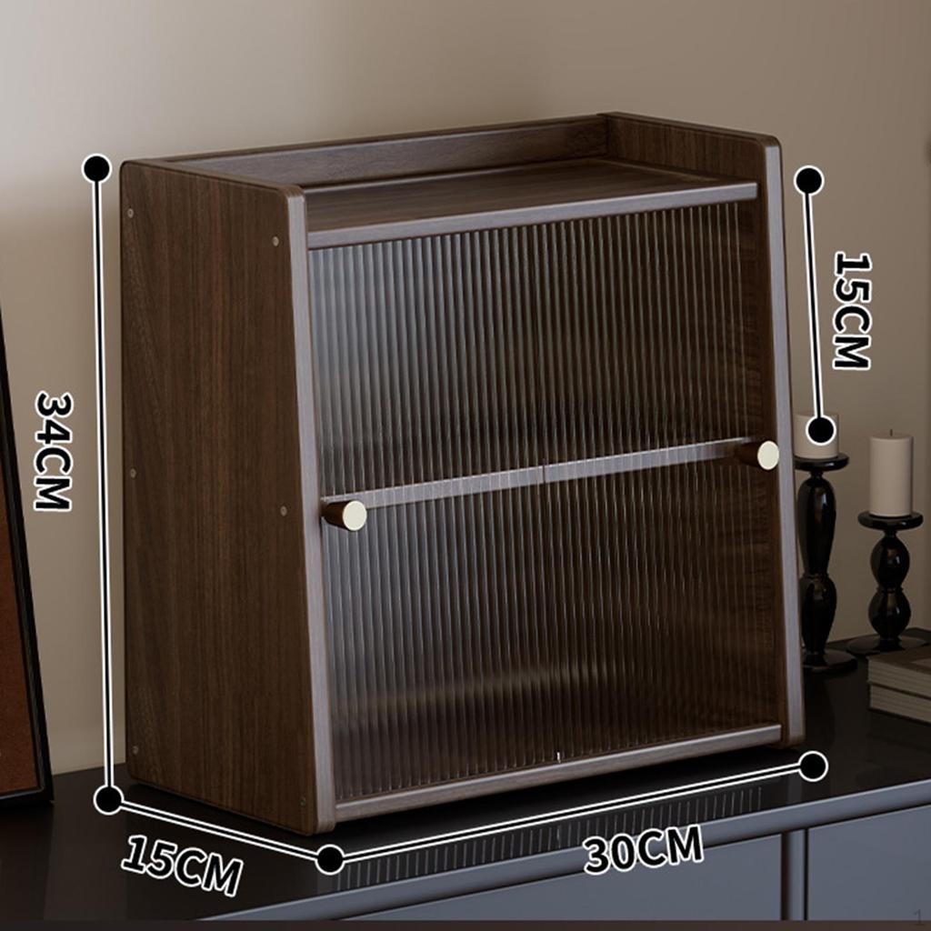 Countertop Storage Cabinet Counter Classic with Sliding Door Desktop Organizer for Bathroom