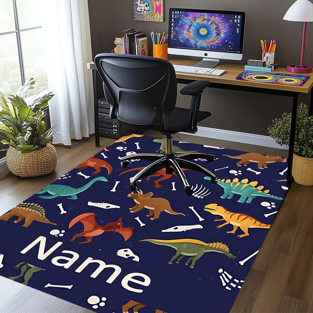 Custom Name Dinosaur Printed Carpet,Rug for Office Chair Living Room Bedroom Kitchen Room Decor Gifts.