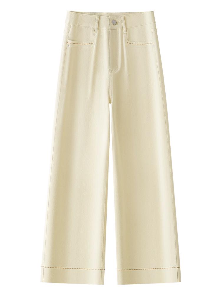 

Светло-желтые джинсы с завышенной талией, стройнящие, с широкими штанинами, укороченные, для женщин, весна 2025 2XL светло-желтого