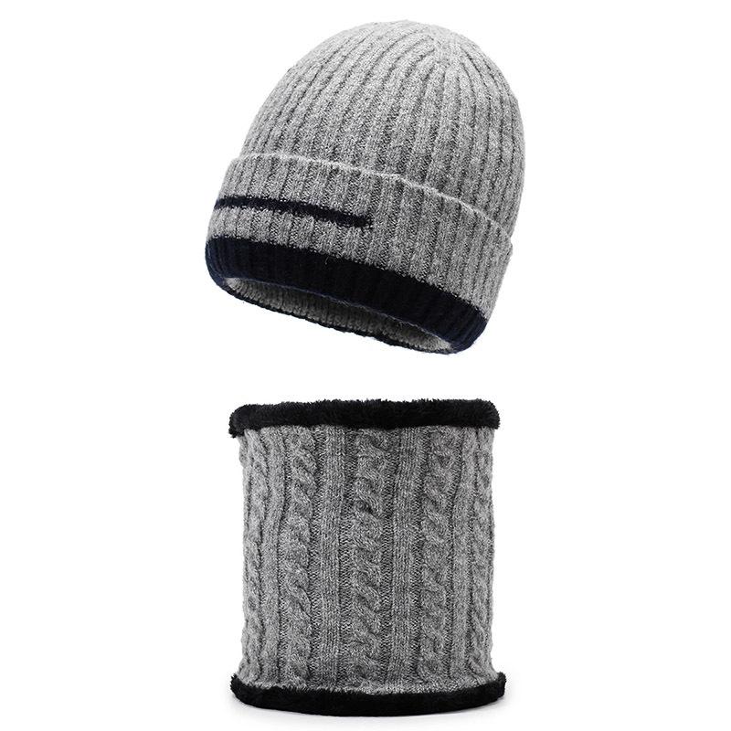 Winter Warm Wool Hat Neck Protection Two-Piece Set Men's Outdoor Sports Windproof Plush Hat Thick Woven Hat
