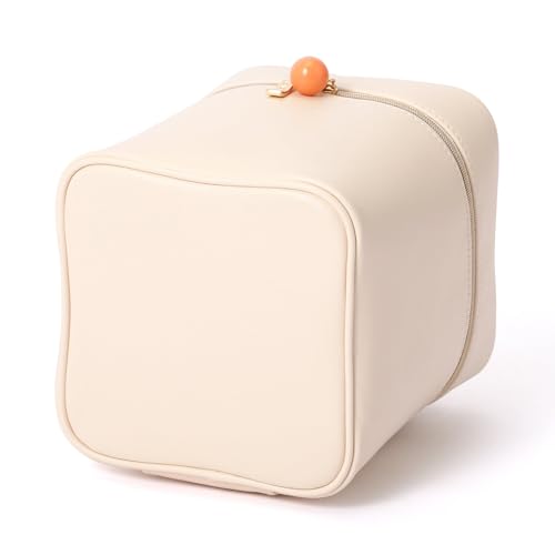 Francfranc Wave Shape Vanity Pouch, Small, Ivory, Makeup Pouch, Accessory Case