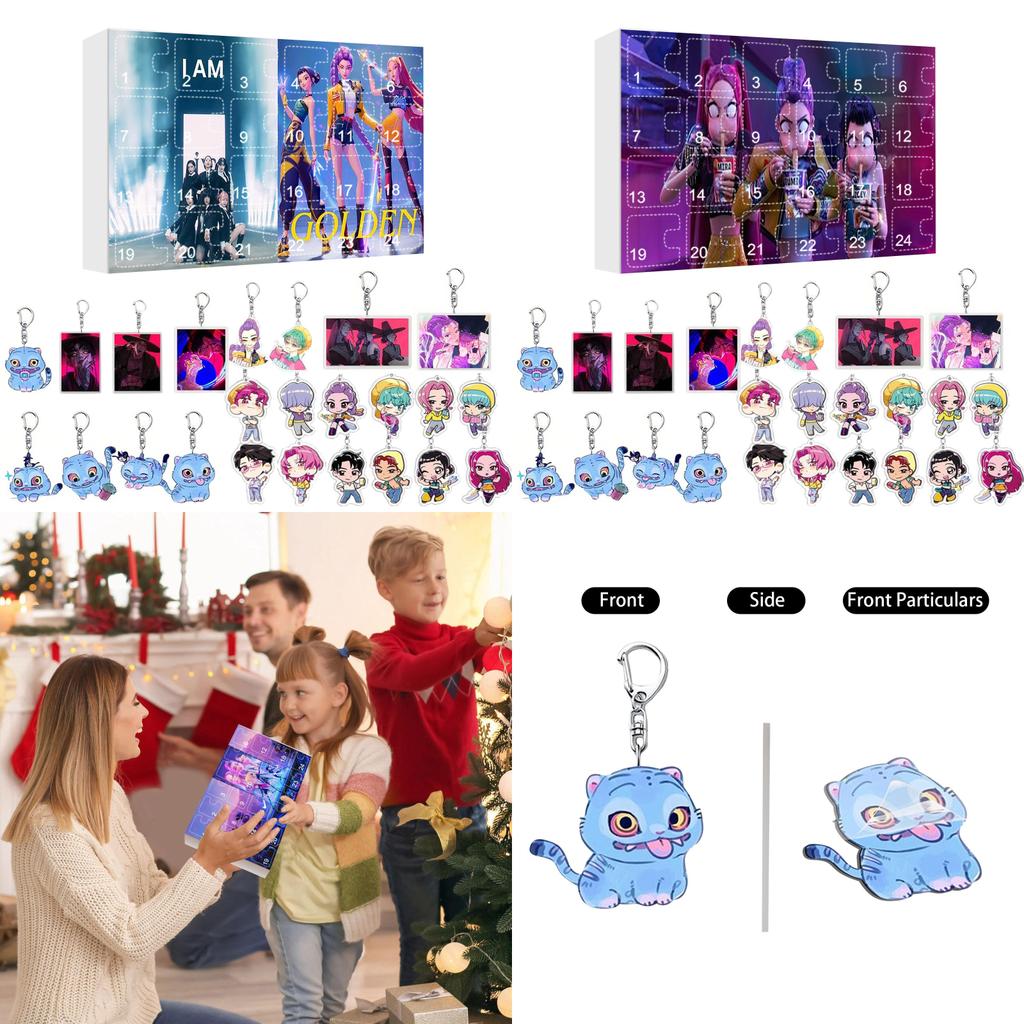 Kpop Dämonenjäger Weihnachtskalender Acryl Schlüsselanhänger Mit Hängendem Ornament Für Fans Und Sammler