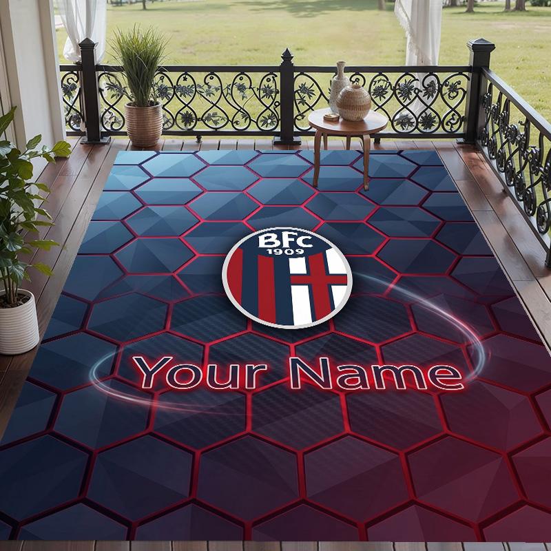 Custom Text Printed Rug Bologna FC Non Slip Floor Carpet For Home Room Decor