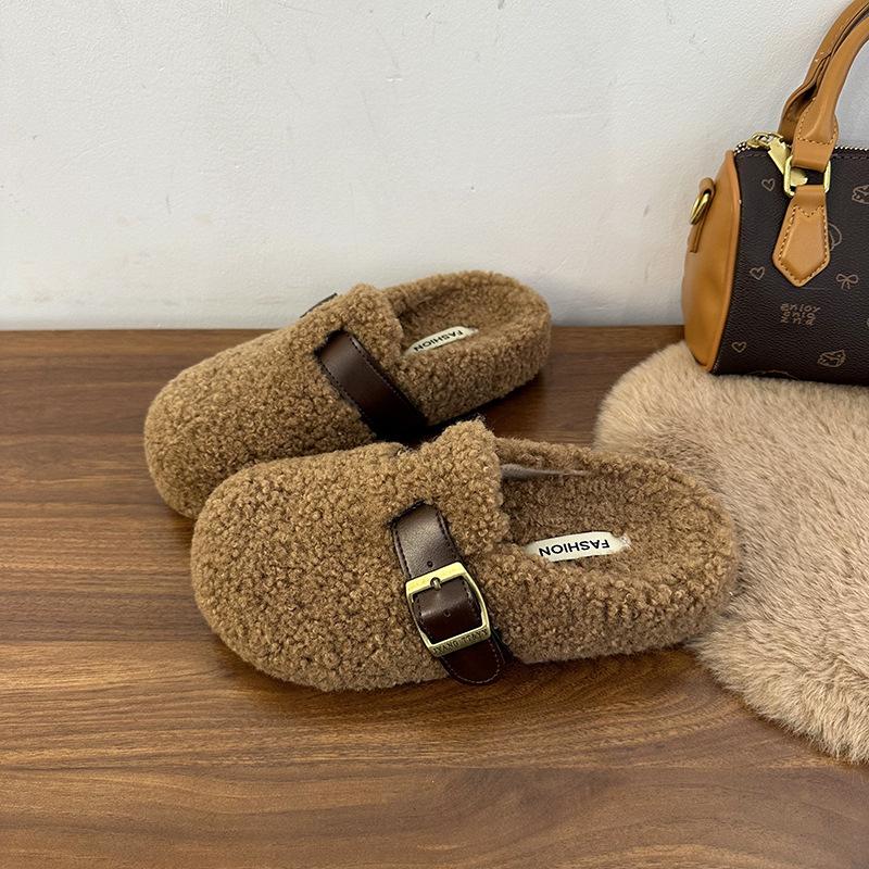 

Интернет-знаменитость универсальные пушистые тапочки на толстой подошве женская уличная обувь 2025 новая осенне-зимняя взрывная маленькая ароматная плюшевая сумка на голову хал 40 хаки