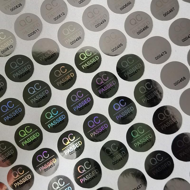 1100pcs 0.39 inch QC Passed Tamper Proof Stickers Silver High Security Tamper Evident Warranty Void Hologram Labels w/Unique Sequential Serial