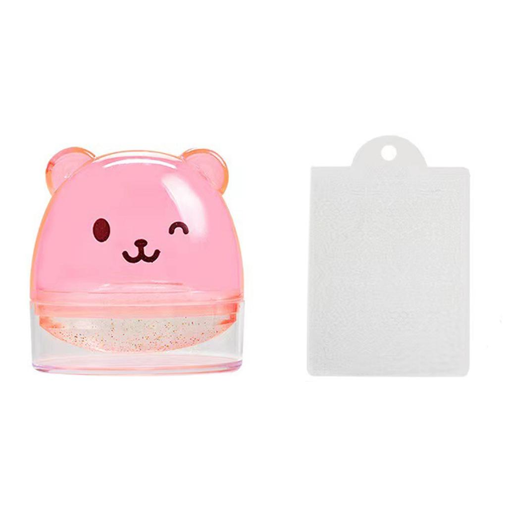 Silicone Nail Stamper Set French Tip Nail Stamp Cute Bear Jelly Stamper with Scraper Nails Art Template Tool for Woman