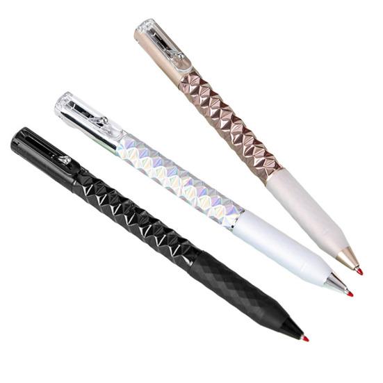 Geometric Deformation Gel Pen 0.5mm Fine Point Writing Pen with Silicone Grip Quick Dry Black Ink Pen Stationery