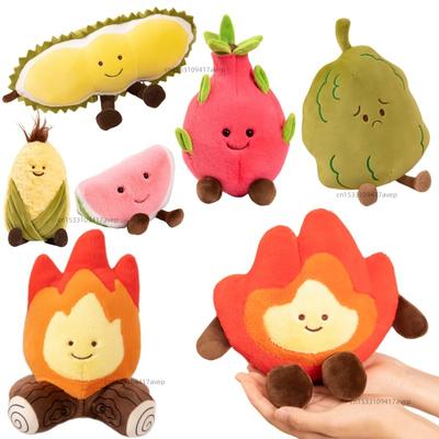 Fruit Watermelon Pitaya Corn Plushie Stuffed Cute Bonfire Fire Hug Appease Doll Toys for Kids Birthday
