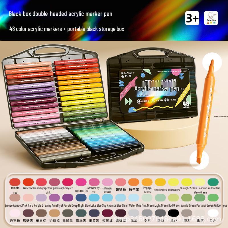 24-Color Dual-Tip Acrylic Marker Set - Washable, Water-Based, Safe for Students