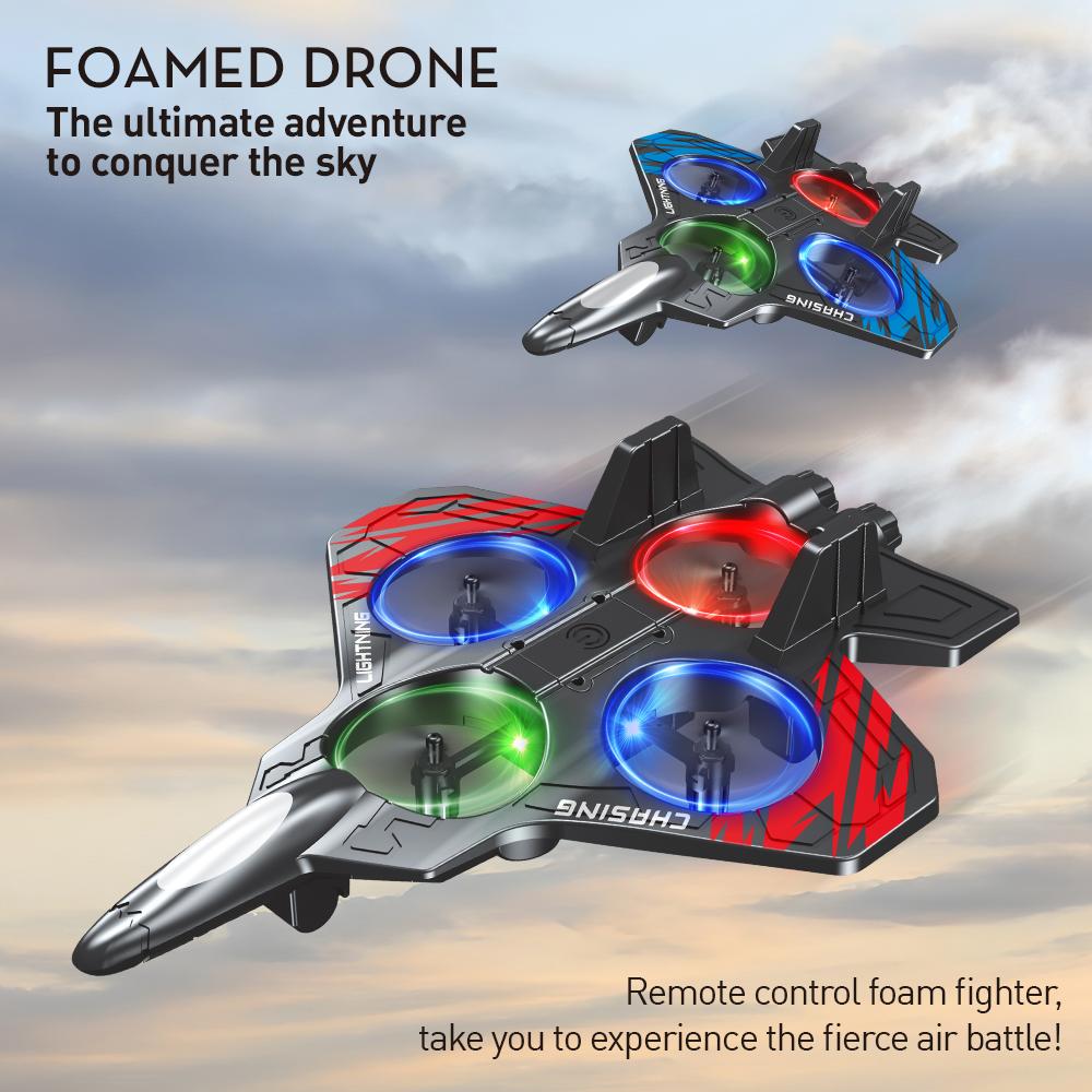 NOVO E72 aeronave de espuma acrobática inteligente altura fixa pairar giro 360 ° UAV controle remoto luzes LED caça Um presente para um menino brinquedo