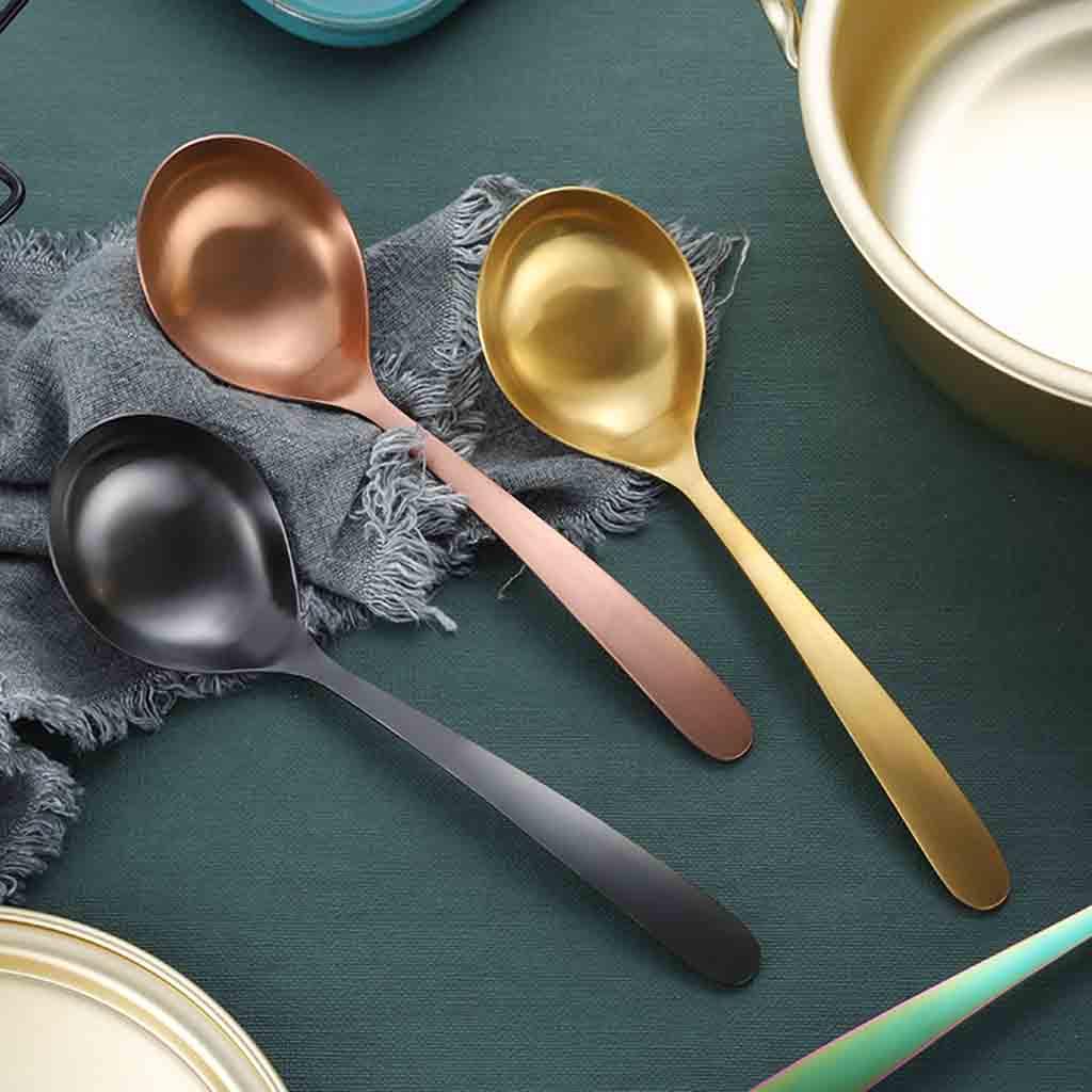 Rainbow oțel inoxidabil supă lingură amestecare instrumente de băut metal mare desert