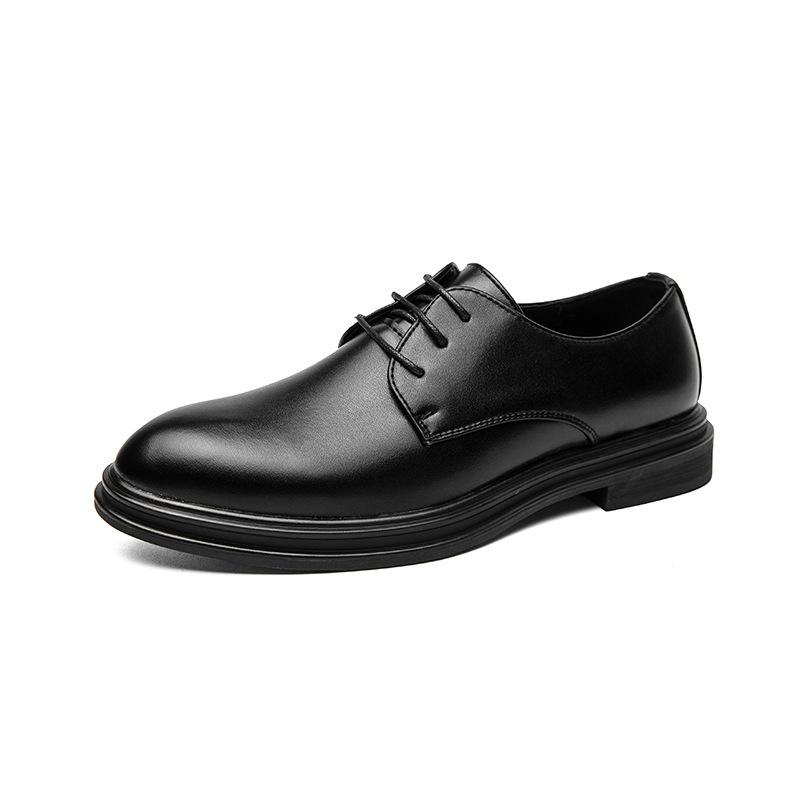 

Large size men s pointed small leather shoes, low-top lace-up dress leather shoes, autumn new black casual shoes 47