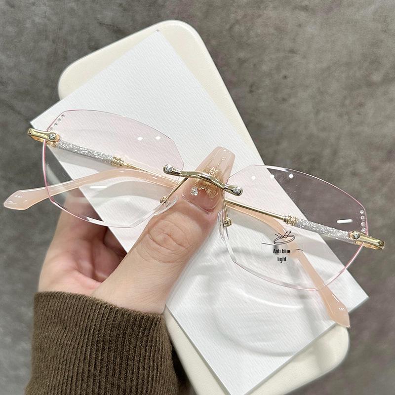 Women's Anti-Blue Light Diamond-Cut Rimless Reading Glasses