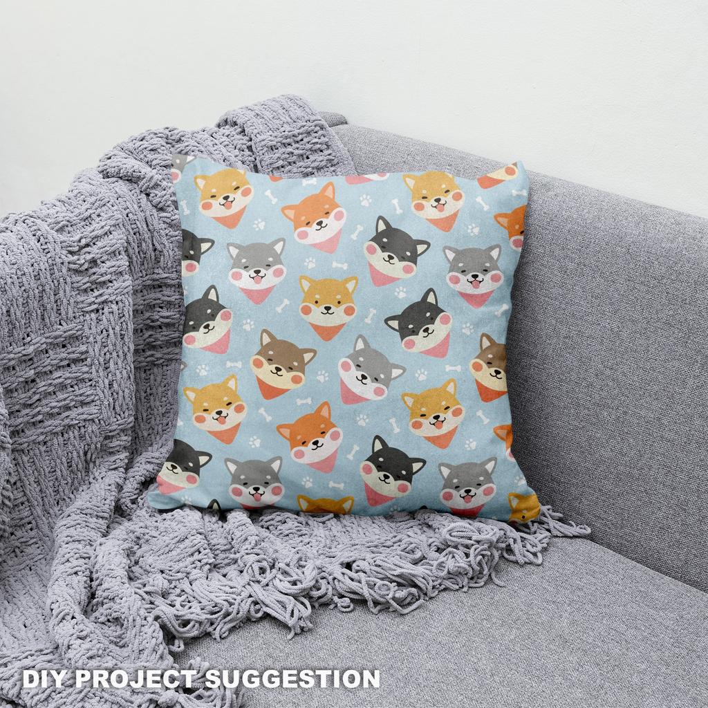 Royal Samt Stoff Polyester Zum Nähen - Motiv Shiba-Inu-Hund