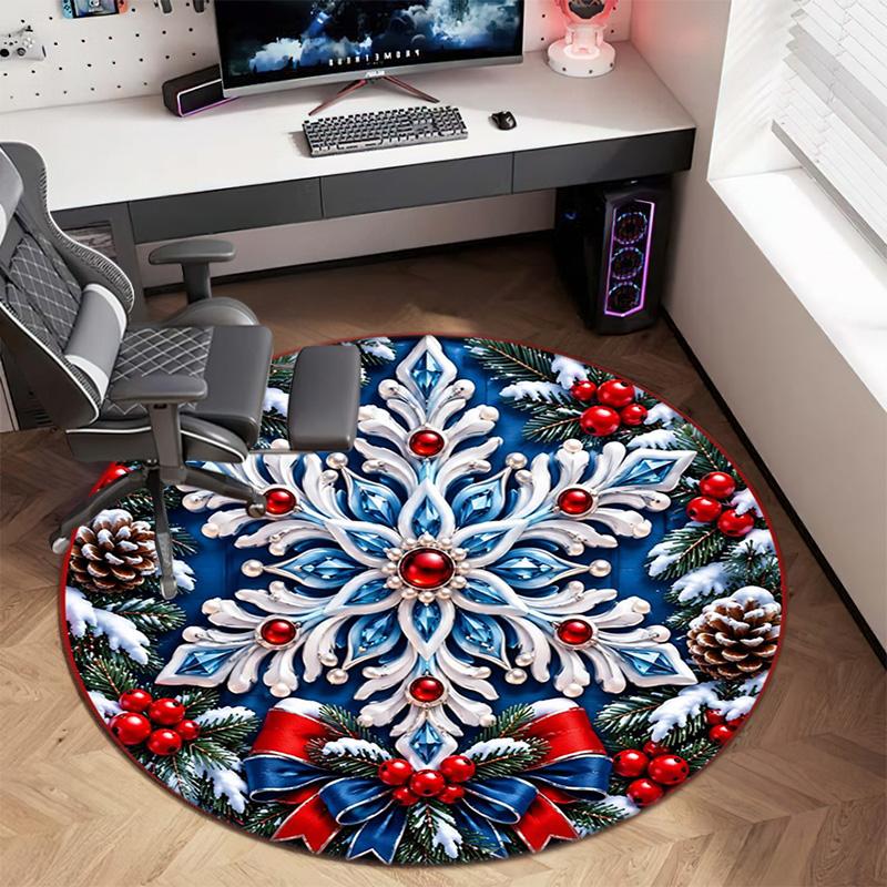 Cute Christmas Day Gift Bell Santa Claus Snowman Christmas Tree round rug Home Soft Decorative Anti slip Chair Mat Carpet Outdoor Floor Mat Carpet 91