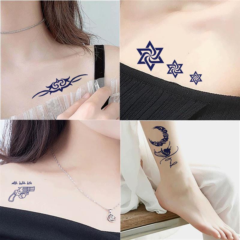 30pcs Ins Cartoon Love Flower Butterfly Snake Magic Tattoo Sticker Body Art Arm Fake Tattoos Waterproof Long Lasting English Letter Temporary Tattoo