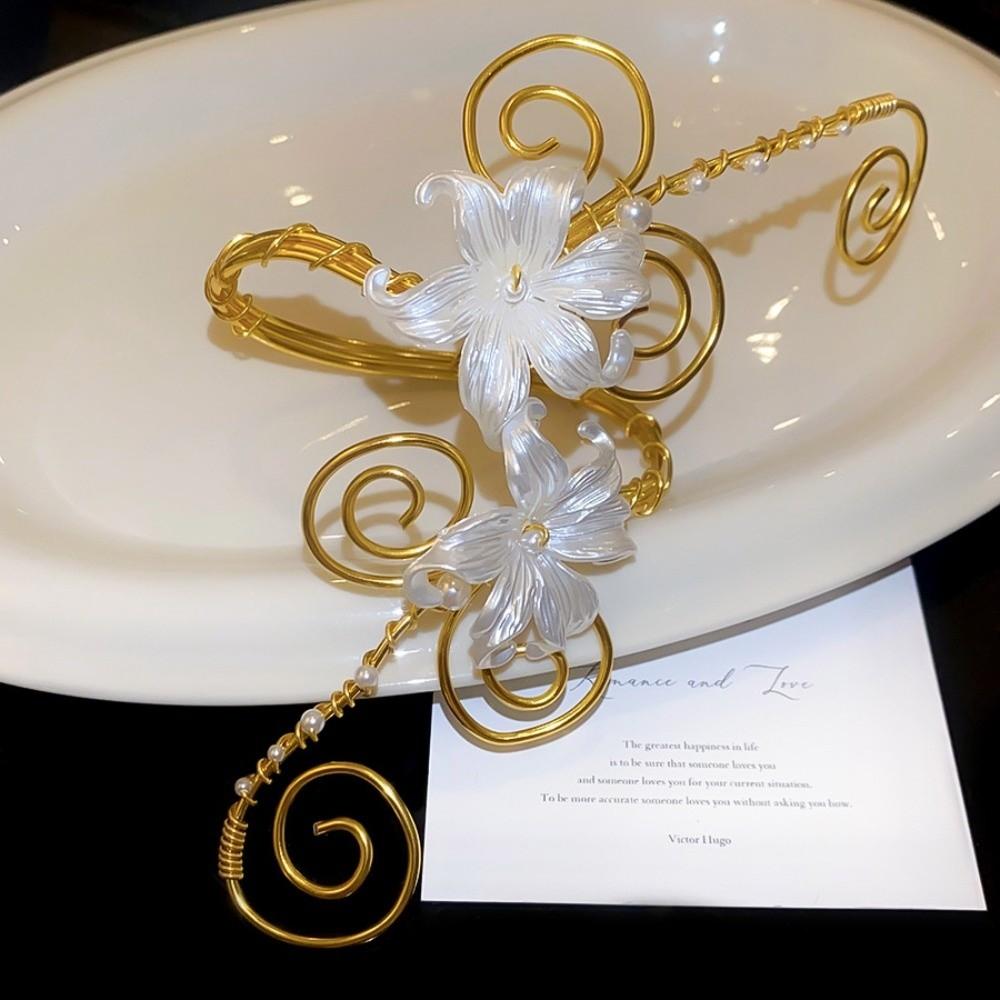 Vintage Iris Flower Bracelet Floral Armband Elegant Gold Jewelry  Party